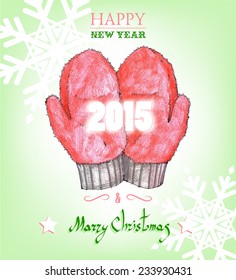 Vector illustration. Snowflake in her hand.
