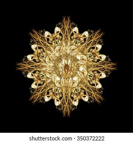 Vector illustration. Snowflake vector icon background. Winter golden christmas snow flat crystal element. Xmas frost snow flake isolated silhouette symbol. Weather illustration ice collection.