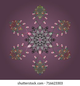 Vector illustration. Snowflake vector icon colorful background color. Winter christmas snow flat crystal element. Weather illustration ice collection. Xmas frost snow flake isolated silhouette symbol.