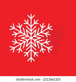 Vector illustration of snowflake icon in flat style on red background