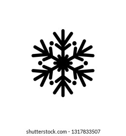 Vector illustration, snowflake icon. Isolated black silhouette on a white background. Applicable as a decorative element for Xmas designs, winter weather concepts etc.