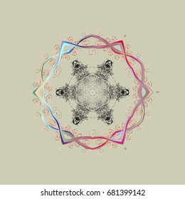 Vector illustration. Snowflake icon, isolated. Flat design. Vector nice snowflakes on colorful background.