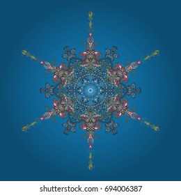 Vector illustration. Snowflake icon, isolated. Vector winter snowflakes on colorful background. Icons, labels. Colorful snowflake Vector illustration. Flat design.