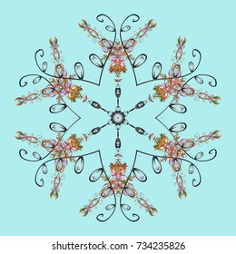 Vector illustration. Snowflake icon, isolated. Flat design. Vector nice snowflakes on colorful background.