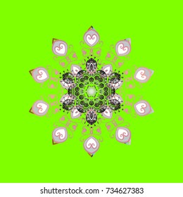 Vector illustration. Snowflake icon, isolated. Flat design. Vector nice snowflakes on colorful background.
