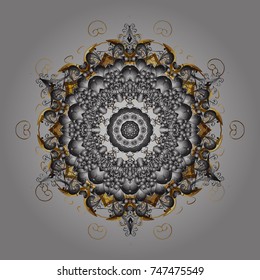 Vector illustration. Snowflake Icon. Snowflake isolated on gray, brown and beige colors. Vector illustration.