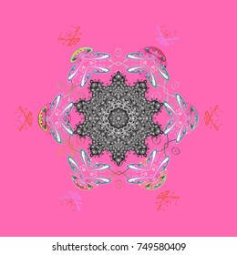 Vector illustration. Snowflake icon, isolated. Vector winter snowflakes on colorful background. Icons, labels. Colorful snowflake Vector illustration. Flat design.