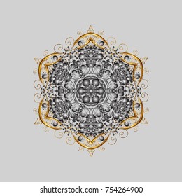 Vector illustration. Snowflake Icon. Vector illustration. Snowflake isolated on gray, brown and beige colors.