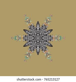 Vector illustration. Snowflake icon, isolated. Flat design. Vector nice snowflakes on colorful background.