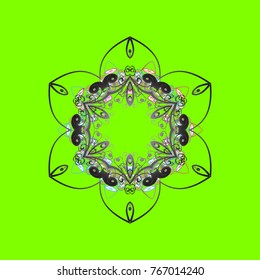Vector illustration. Snowflake icon, isolated. Flat design. Vector nice snowflakes on colorful background.