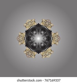 Vector illustration. Vector illustration. Snowflake Icon. Snowflake isolated on gray, brown and white colors.