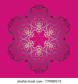 Vector illustration. Snowflake Icon. Snowflake isolated on magenta, gray and purple colors. Vector illustration.