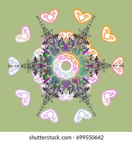 Vector illustration. Vector snowflake icon. Vector winter snowflakes on colorful background. Flat design. Snowflake icon, isolated.