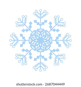 Vektorgrafik von Schneeflocke einzeln auf weißem Hintergrund. Geeignet für Neujahrs-Design und dekorative Elemente.

