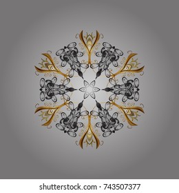 Vector illustration. Snowflake isolated on gray, brown and beige colors. Vector illustration. Snowflake Icon.