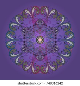 Vector illustration. Snowflake isolated on colorful background. 