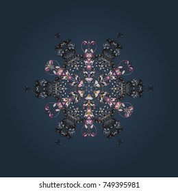 Vector illustration. Snowflake isolated on blue, gray and neutral colors. Vector illustration. Snowflake Icon.