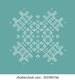 Vector illustration of snowflake on aqua green background. Modern and simple concept.