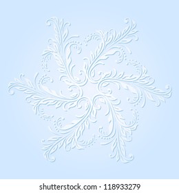 Vector illustration with snowflake on blue background.