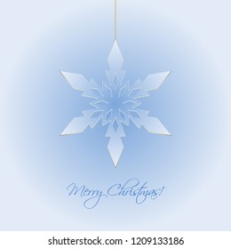 Vector illustration of Snowflake on a blue background. Merry Christmas