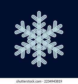 Ilustración vectorial. Un copo de nieve sobre un fondo azul oscuro.