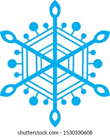 A vector illustration of a snowflake on a white background for design. A blue snowflake in EPS10 format.