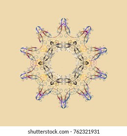 Vector illustration. Snowflake ornament isolated. Snowflake ornament object. Snowflake ornament on a beige, gray and neutral colors.