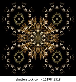 Vector illustration. Snowflake ornamental pattern. Flat design with abstract snowflakes isolated on background. Snowflakes pattern. Snowflakes background.