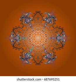 Vector illustration. Snowflake ornamental pattern. Flat design of snowflakes isolated on colorful background. Snowflakes pattern. Snowflakes background.