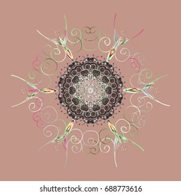 Vector illustration. Snowflake ornamental pattern. Snowflakes pattern. Snowflakes background. Flat design of snowflakes isolated on colorful background.