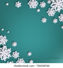 Vector illustration of a snowflake paper for Christmas Background - eps 10. New Year Cards.