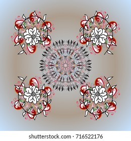 Vector illustration. Snowflake vector pattern. Isolated cute snowflakes on colorful background. Snowflakes on a background.