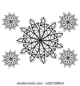 vector illustration of snowflake patterns, fashion use, tattoo design, wallpaper image