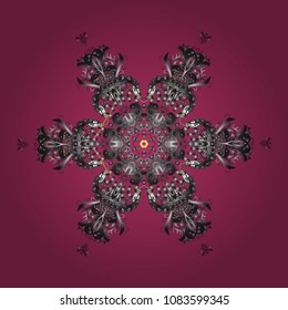 Vector illustration. �crystal snowflake in pink, gray and brown colors on pink, gray and brown colors.