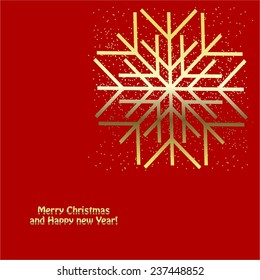 Vector illustration of Snowflake. Sparkle. Red background.
