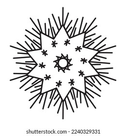 ilustración vectorial de diseño gráfico estrella de copo de nieve, dibujo de tatuajes de arte, fleja de dibujo, uso de impresión