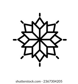 Vector illustration of a snowflake or a star.Minimal icon in line style for christmas, new year celebration and decorations. Simple design for winter ornaments.