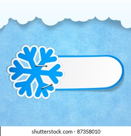 Vector Illustration Of Snowflake Sticker On Christmas Texture.