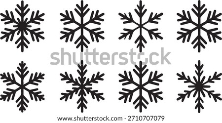 Vector illustration with snowflake winter design set for decoration as christmas new year cold weather holiday celebration frozen crystal graphic.
