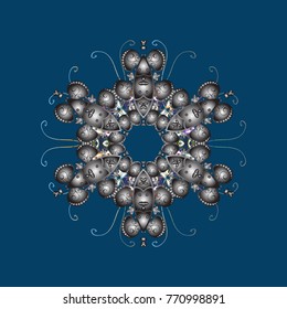 Vector illustration. Snowflake winter isolated on blue, gray and neutral colors. Blue, gray and neutral icon silhouette. New Year sign. Symbol of celebration. For Christmas design.
