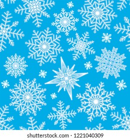 Vector illustration of snowflake winter set for christmas/new year company. Isolated icon silhouette in blue and white color on  background. EPS10