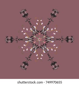 Vector illustration. Snowflake winter. Symbol of winter. Isolated watercolor snowflakes on colorful background.