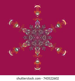 Vector illustration. Snowflakes background. Flat design with abstract snowflakes isolated on background. Snowflake ornamental pattern. Snowflakes pattern.
