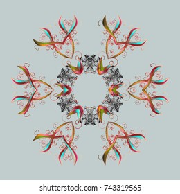 Vector illustration. Snowflakes background. Snowflakes pattern. Flat design with abstract snowflakes isolated on background. Snowflake ornamental pattern.