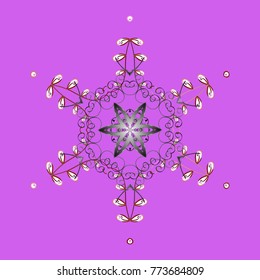 Vector illustration. Vector snowflakes background. Snowflakes pattern. Flat design with abstract snowflakes isolated on colors background. Snowflake colorful pattern.