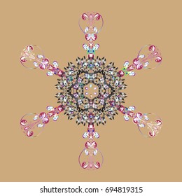 Vector illustration. Snowflakes background. Snowflake ornamental pattern. Snowflakes pattern. Flat design of snowflakes isolated on colorful background.