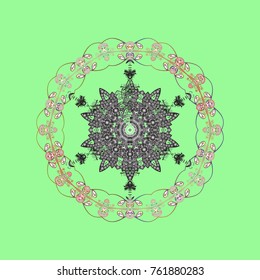 Vector illustration. Snowflakes background. Snowflake ornamental pattern. Snowflakes pattern. Flat design of snowflakes isolated on colorful background.