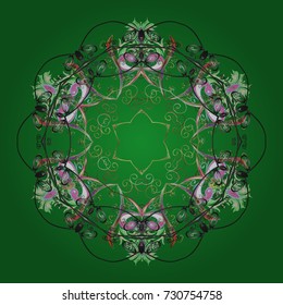 Vector illustration. Snowflakes collection. Fine winter ornament. Isolated of vector green, gray and neutral snowflakes.