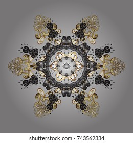 Vector illustration. Snowflakes collection. Fine winter ornament. Isolated of vector gray, brown and white snowflakes.
