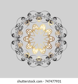 Vector illustration. Snowflakes collection. Fine winter ornament. Isolated of vector gray, white and yellow snowflakes.